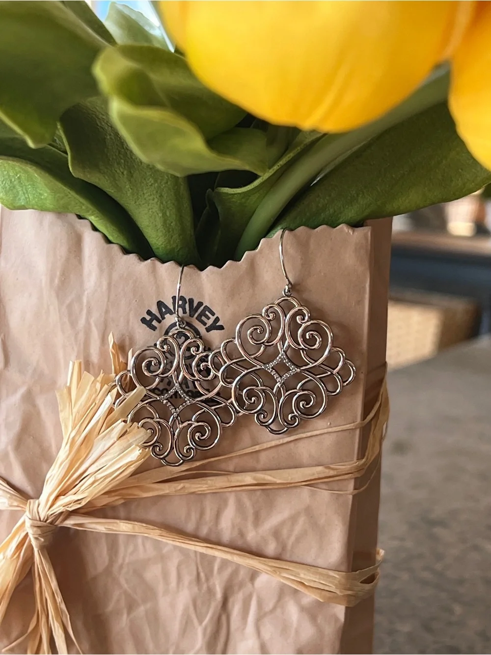 Stuller Filigree Scroll Sterling & Diamond Earrings